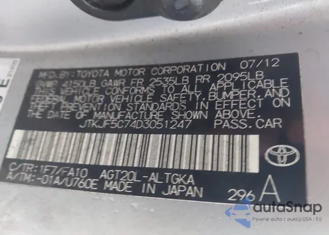 2013 Scion Tc z USA, uszkodzony, nr VIN JTKJF5C74D3051247